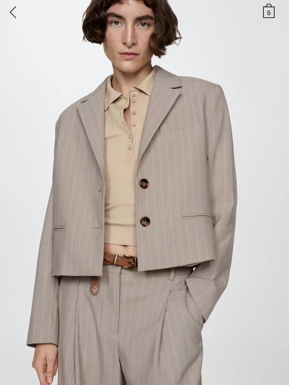 Cropped pinstripe blazer